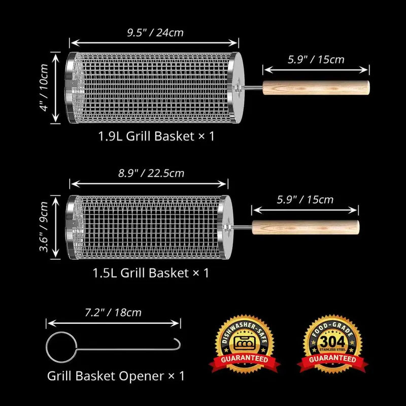 ivtivfu Rolling Grill Baskets (2-Pack)
