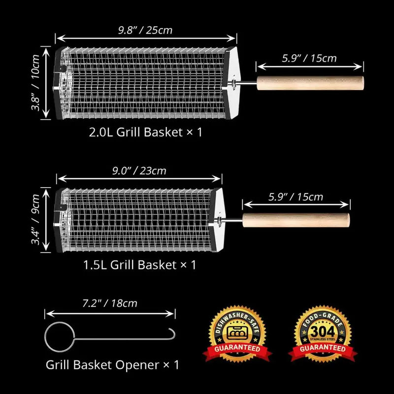 ivtivfu Rolling Grill Baskets (2-Pack)